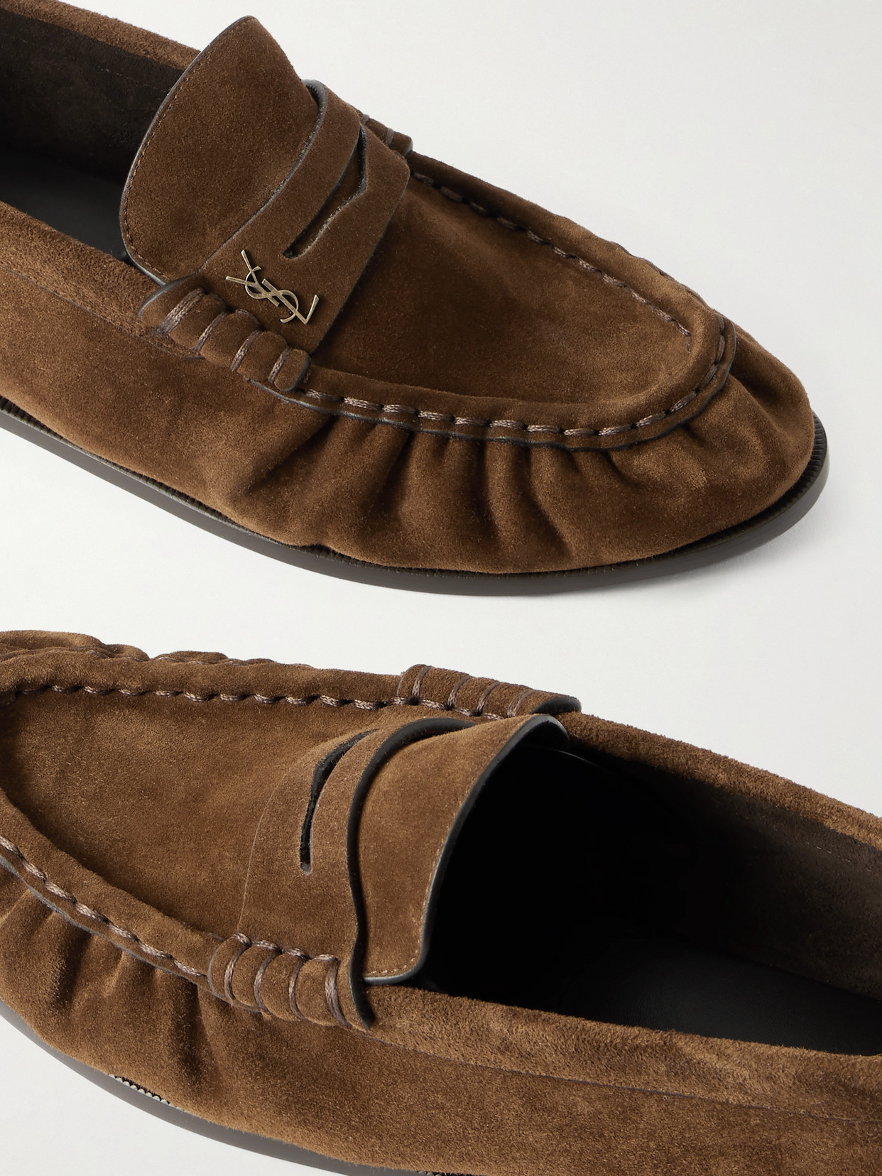 Saint Laurent Le Loafer Suede Loafers In Brown