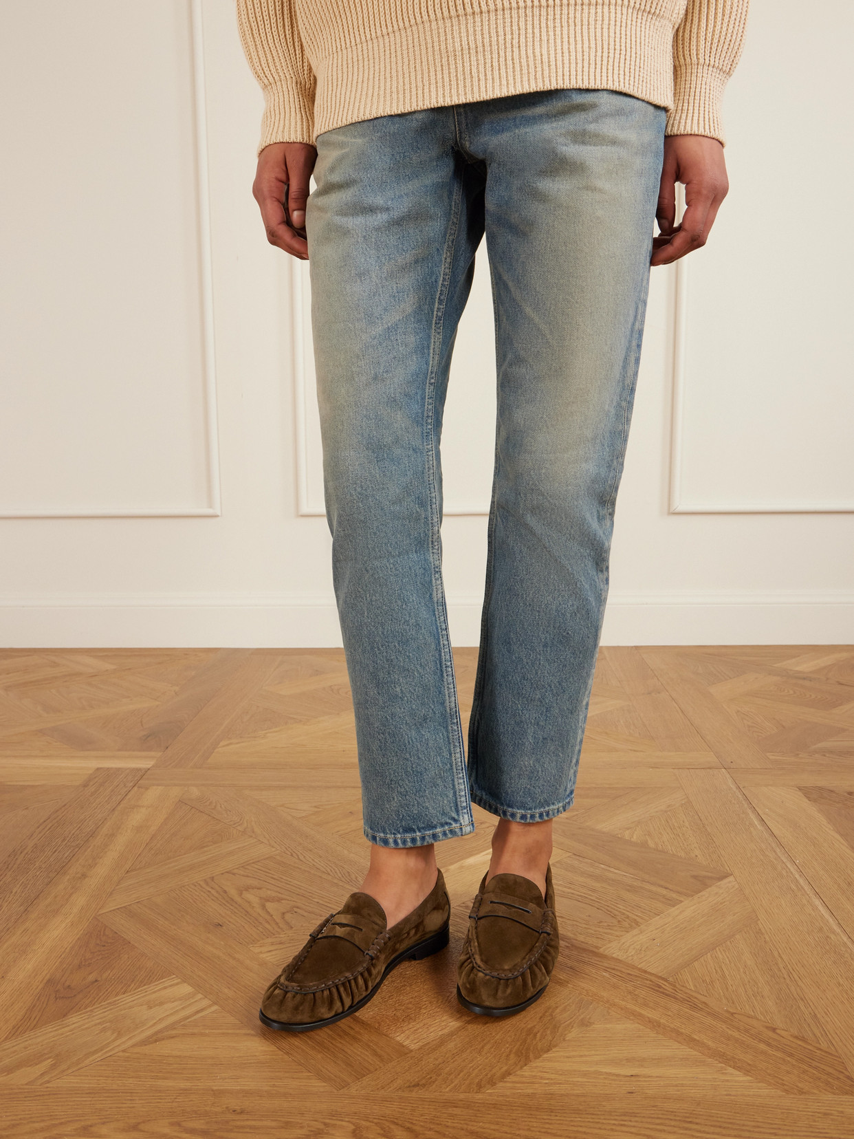 Saint Laurent Le Loafer Suede Loafers In Brown