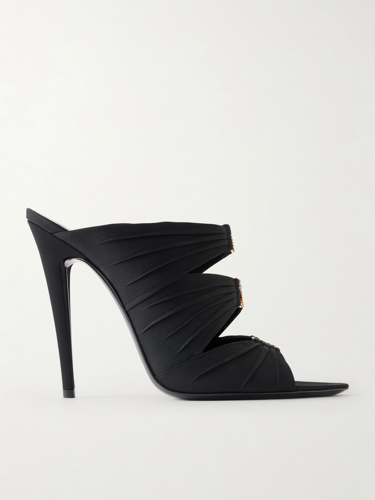 Emilie 110 crystal-embellished gathered satin sandals