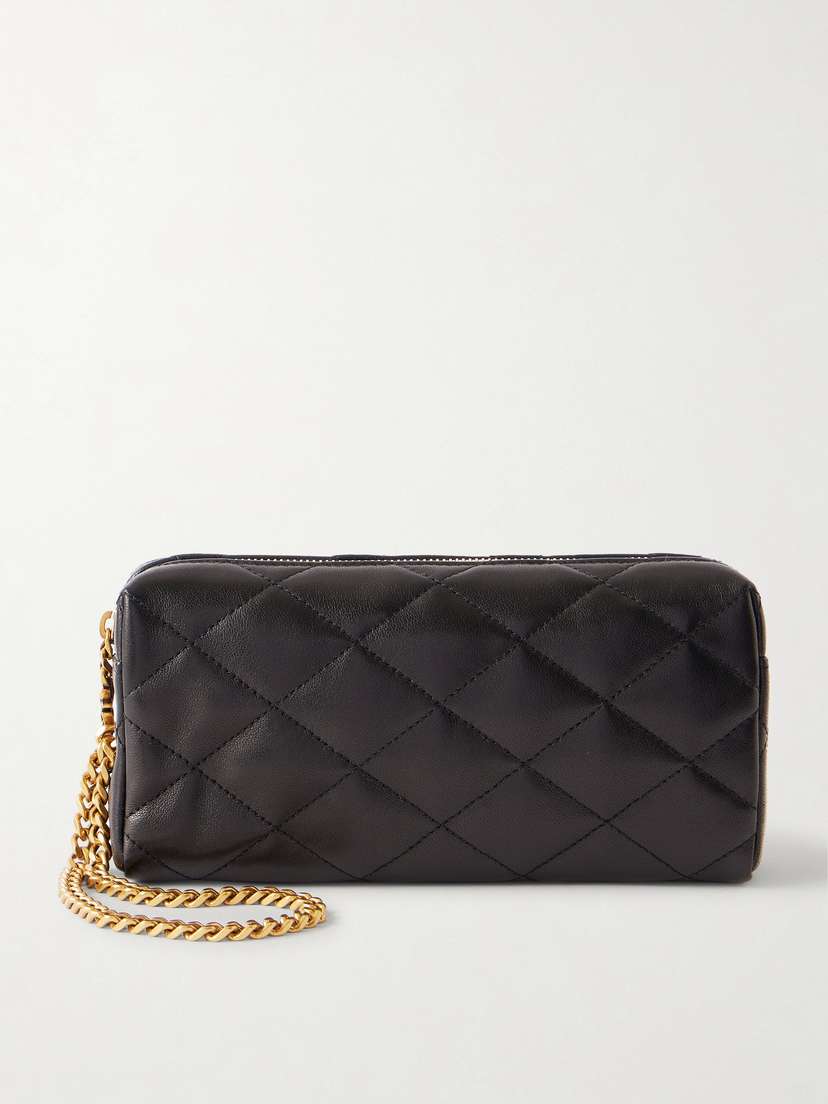 Saint Laurent Cassandre Bijou Quilted Textured-leather Pouch