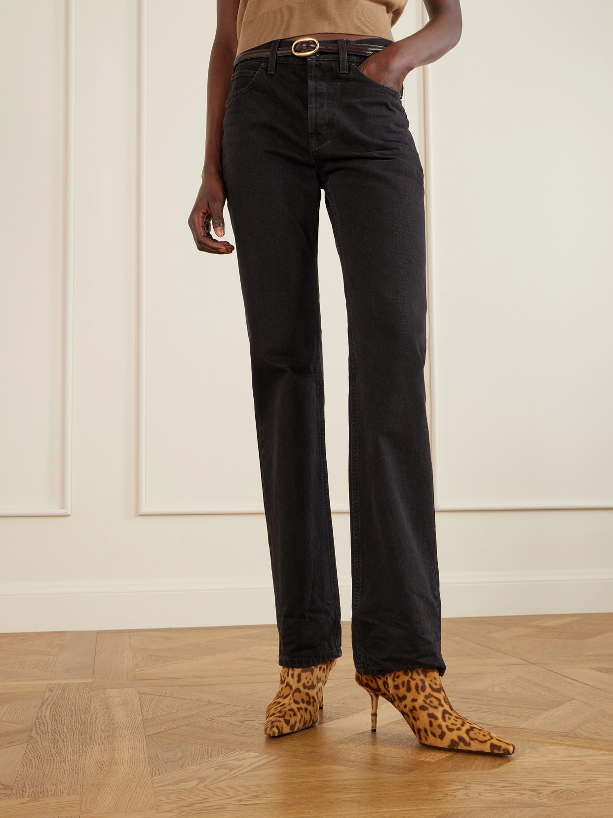 Saint Laurent Ashley Leopard-print Calf Hair Ankle Boots In Multi