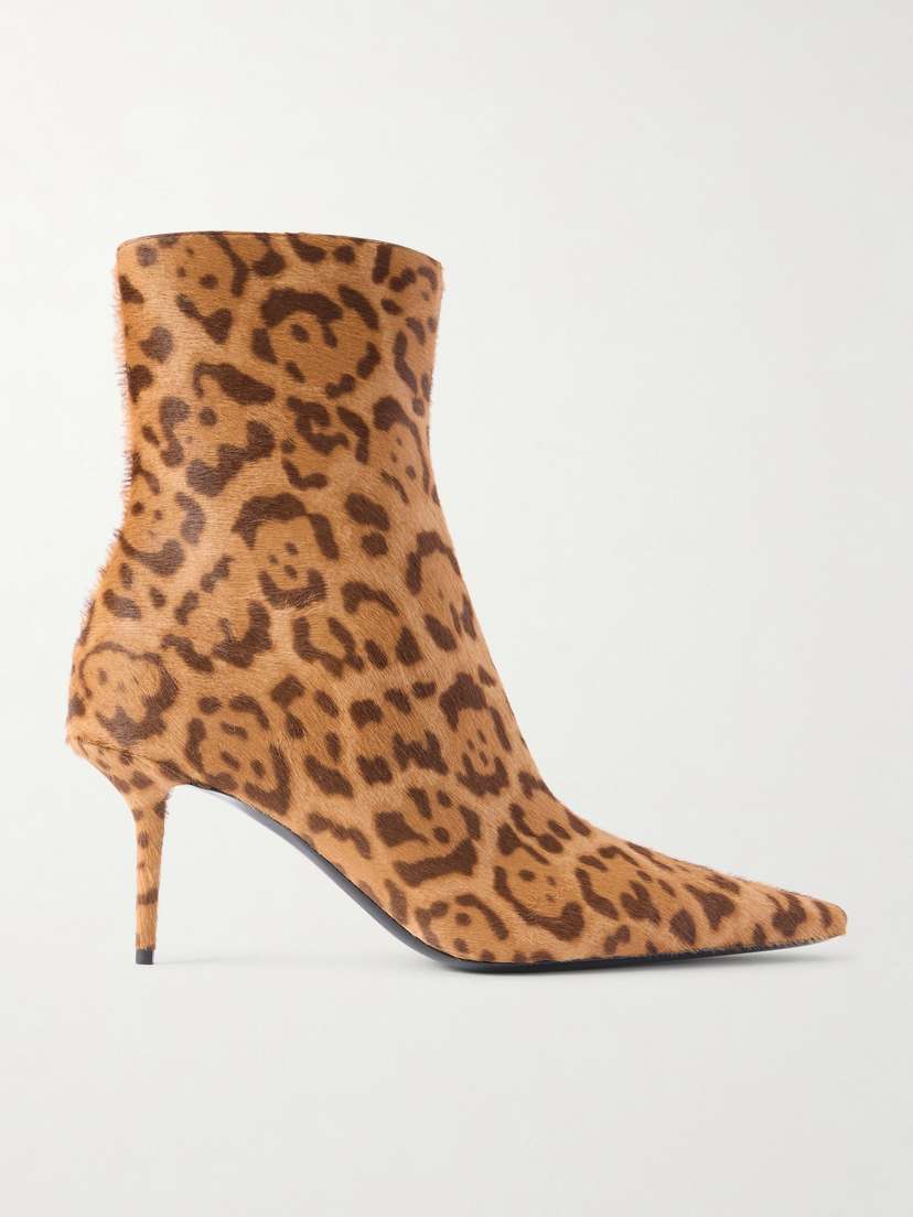 Saint Laurent Ashley Leopard-print Calf Hair Ankle Boots