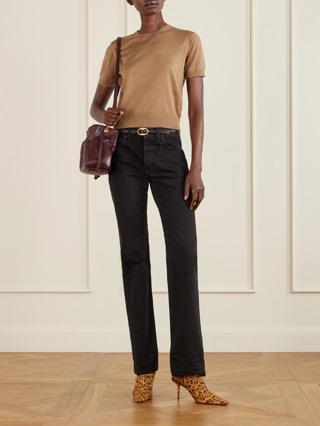 Saint Laurent Ashley Leopard-print Calf Hair Ankle Boots In Multi