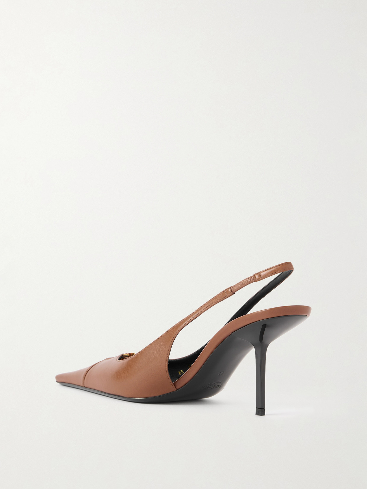 Saint Laurent Babylone Leather Slingback Pumps In Brown