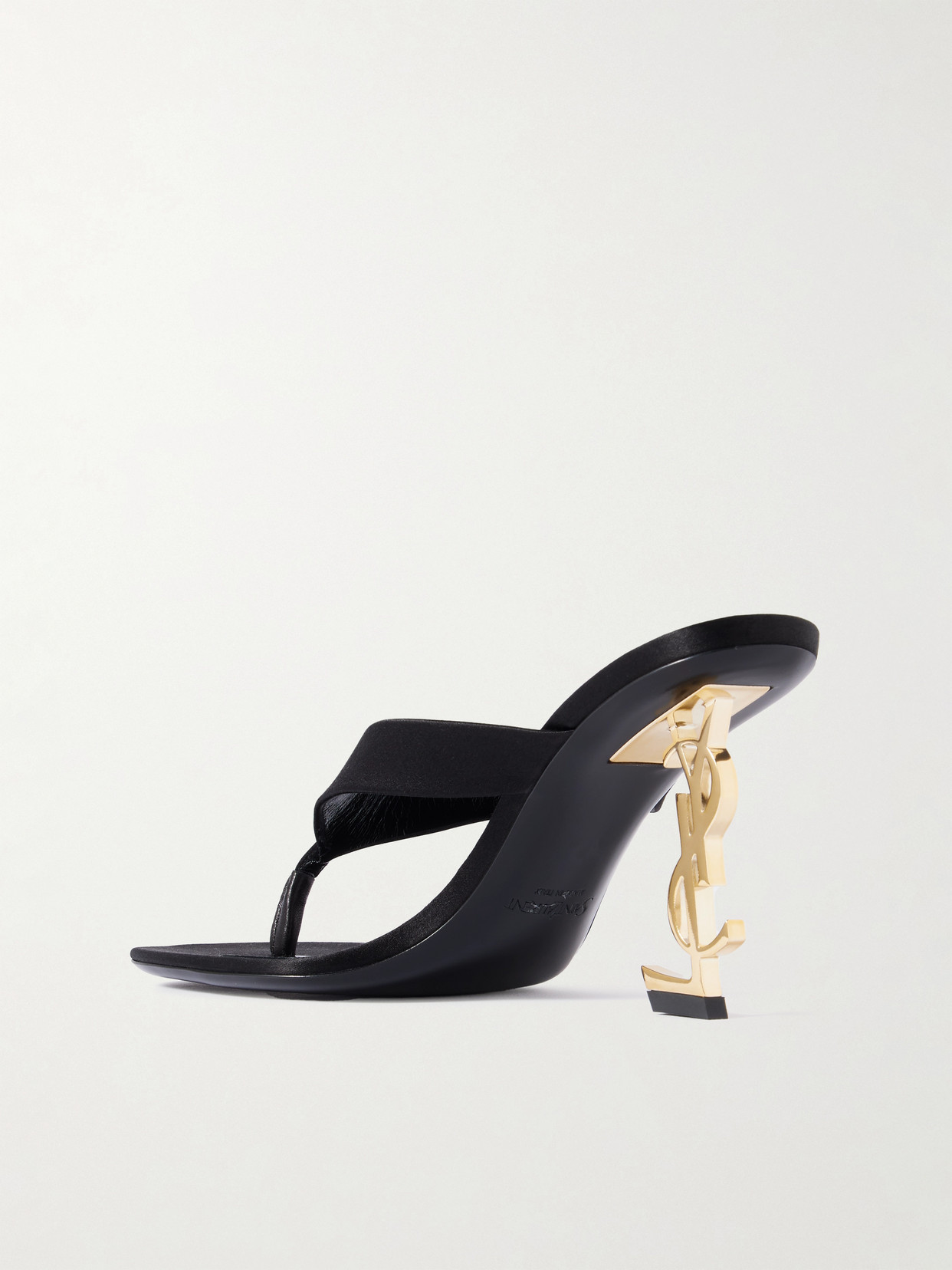 Saint Laurent Opyum Embellished Satin Mules In Multi