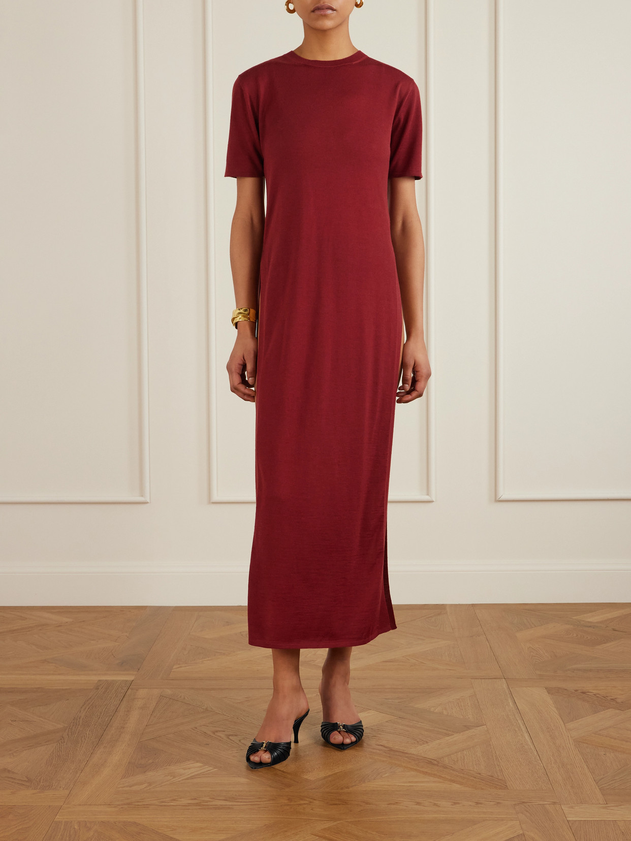 Saint Laurent Babylone Embellished Gathered Glossed-leather Mules In Black