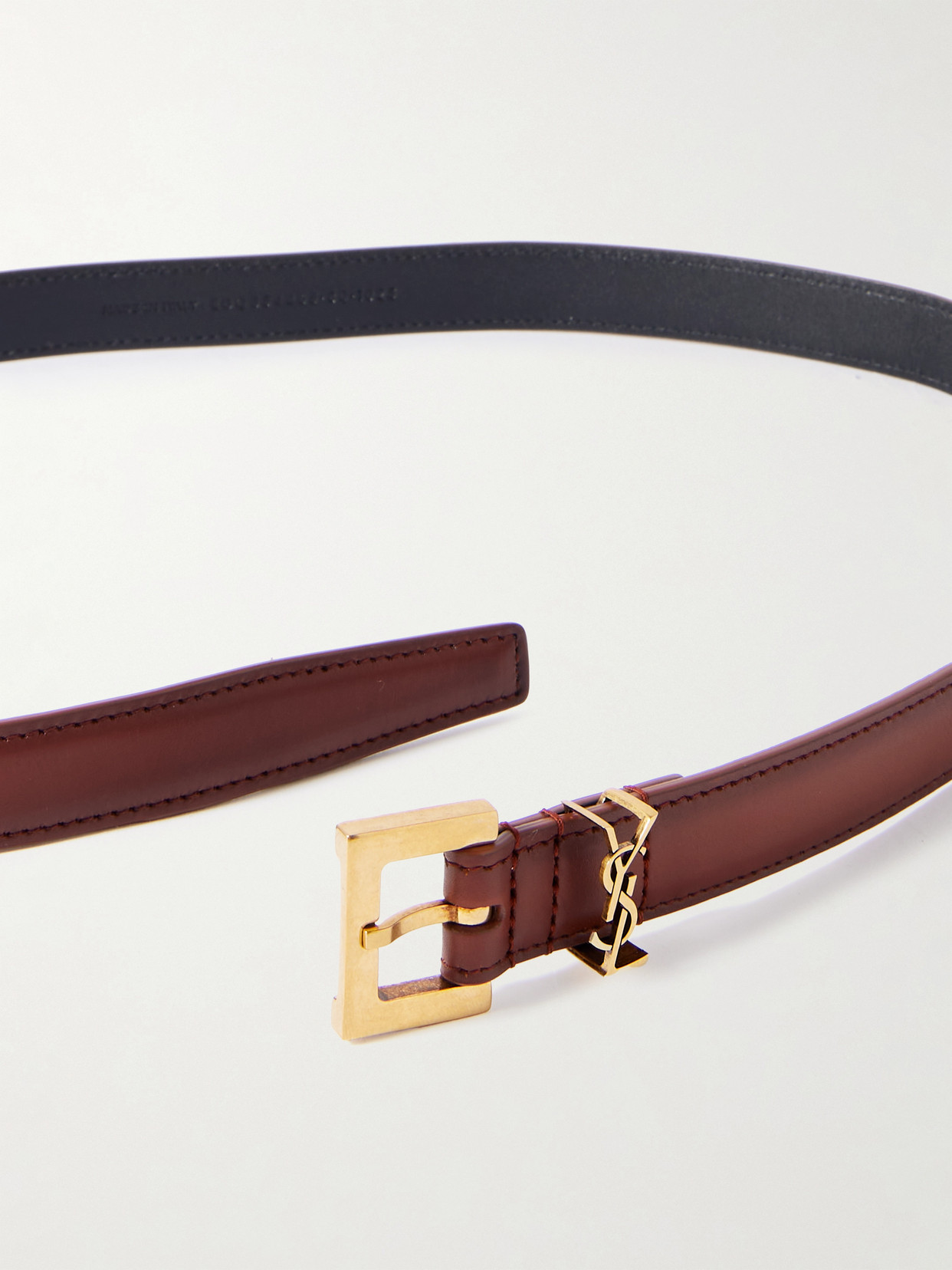 Saint Laurent Leather Belt In Gold