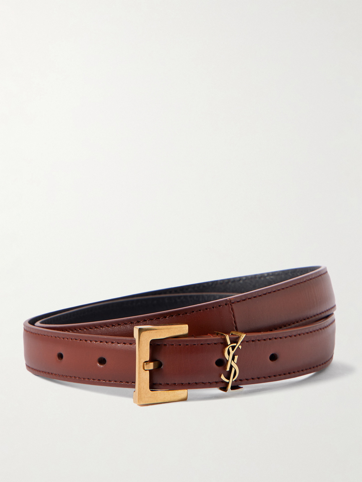 Saint Laurent Leather Belt In Gold