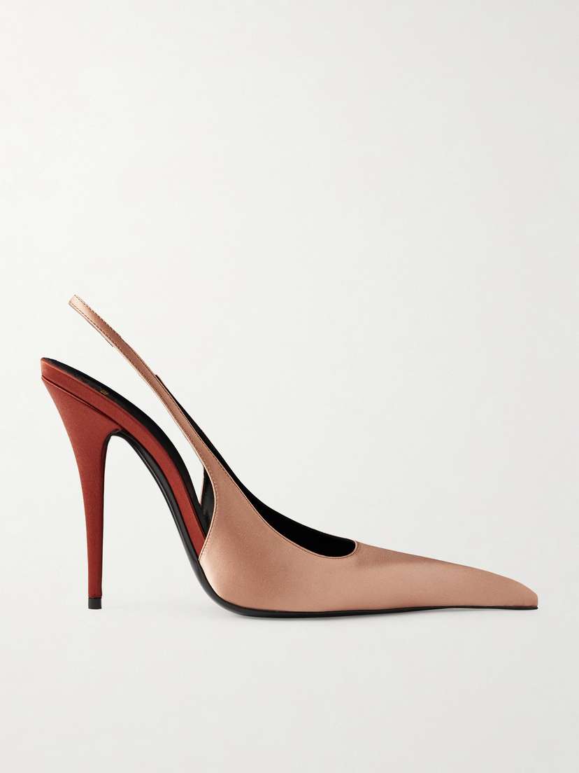 Saint Laurent Deroche Satin Slingback Pumps