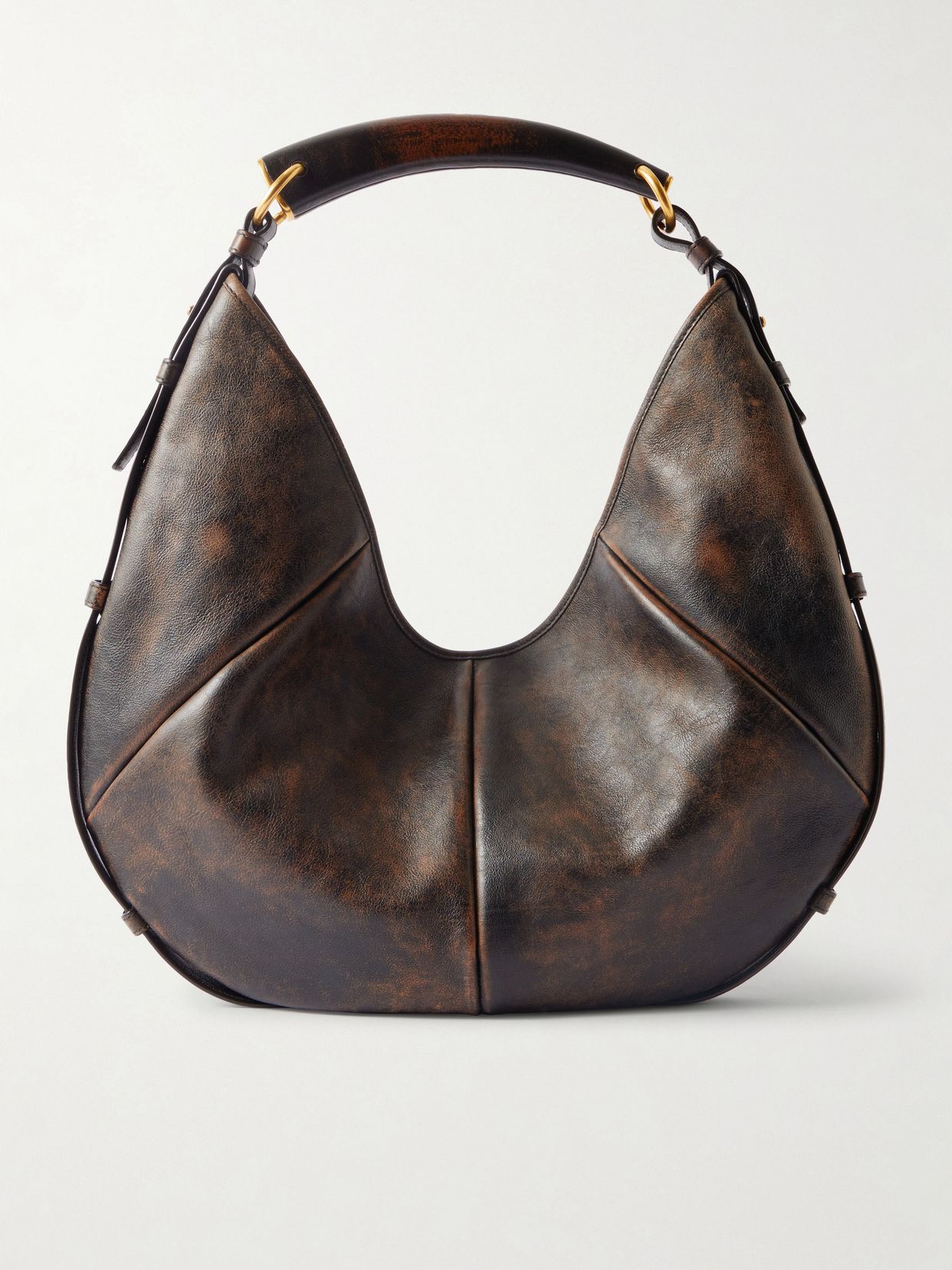 mombasa paneled leather shoulder bag