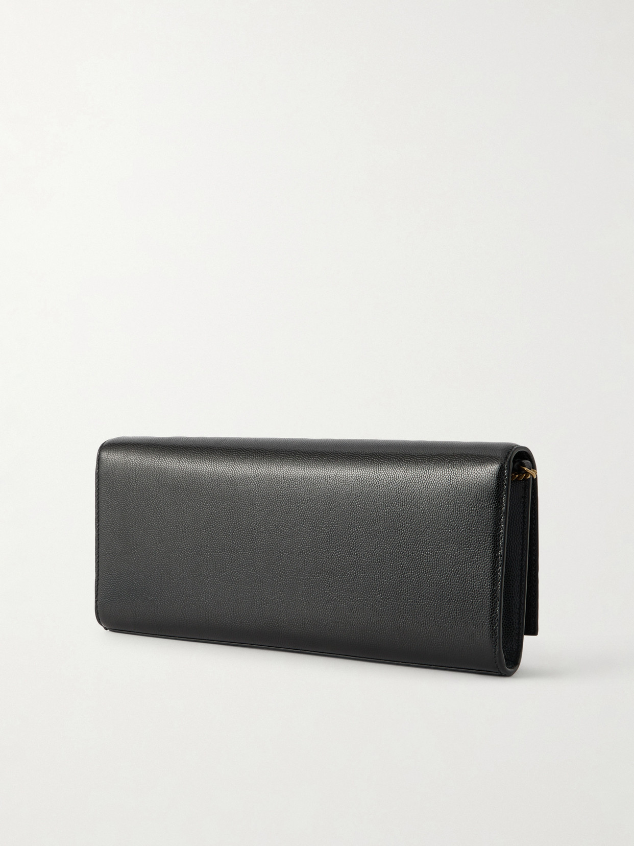 Saint Laurent Kate Textured-leather Clutch In Black