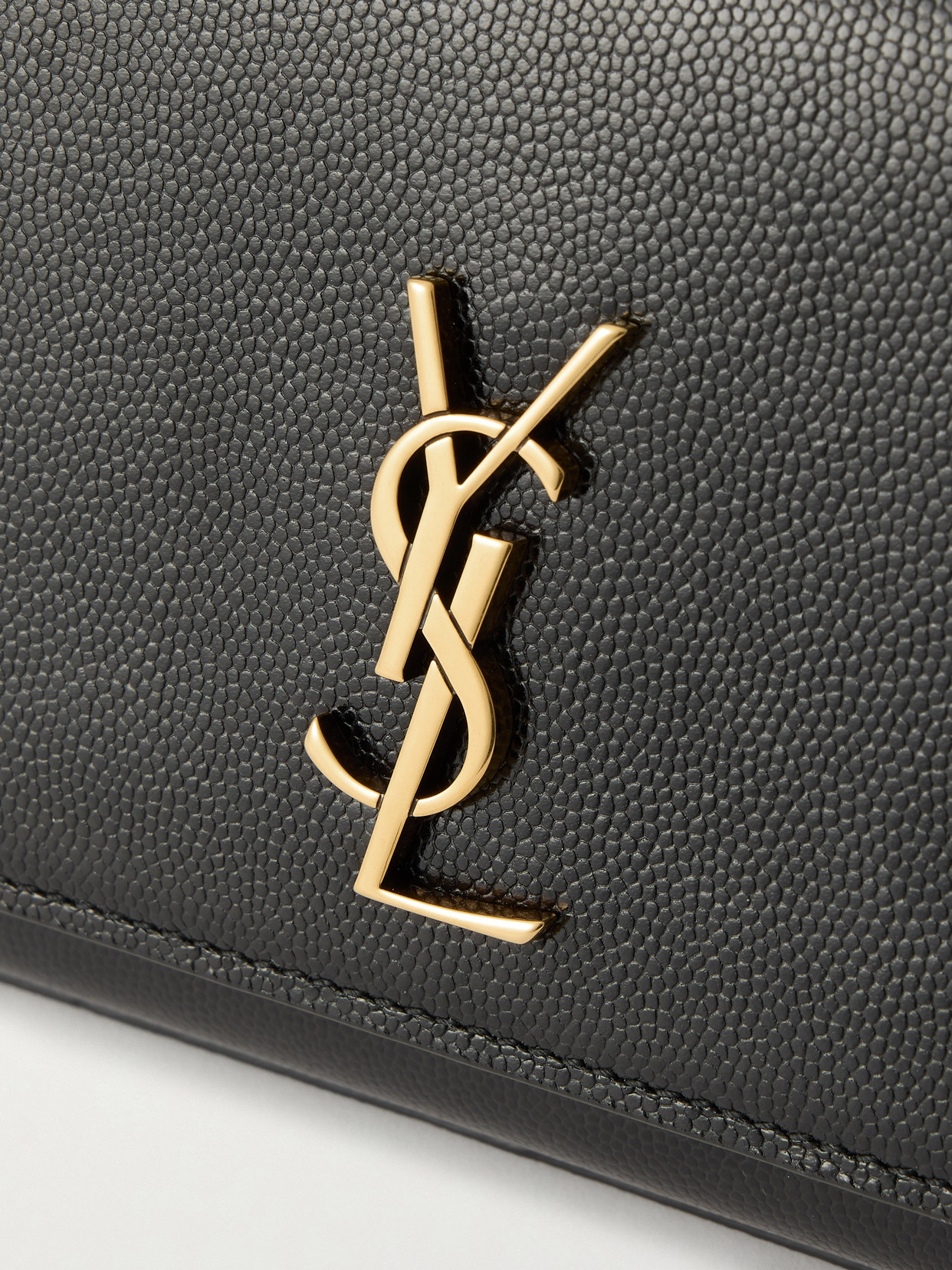 Saint Laurent Kate Textured-leather Clutch In Black
