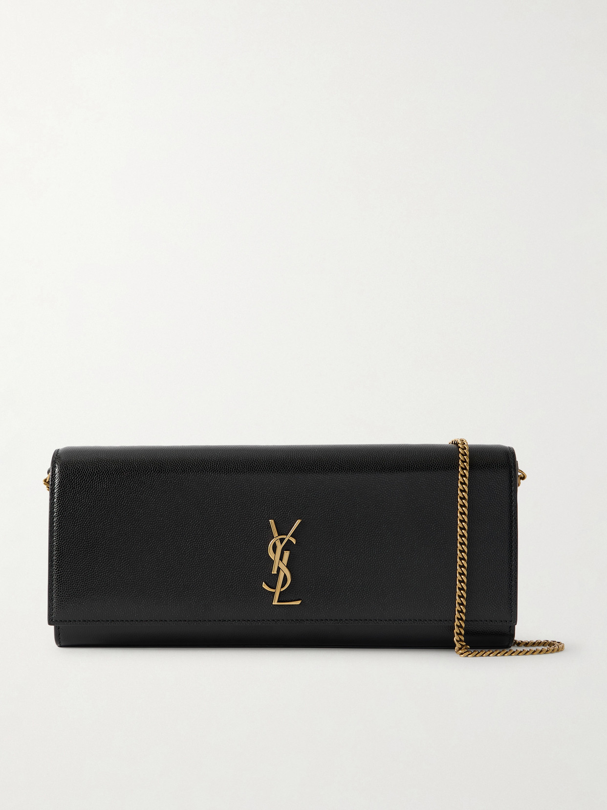 Saint Laurent Kate Textured-leather Clutch In Black