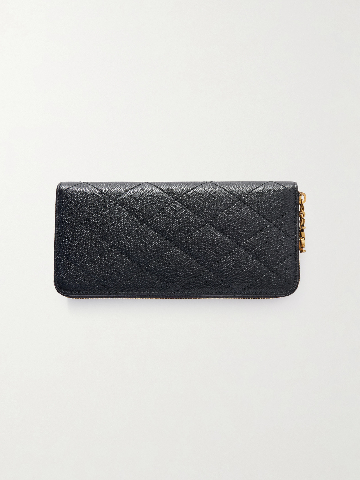 Saint Laurent Quilted Textured-leather Wallet In Black