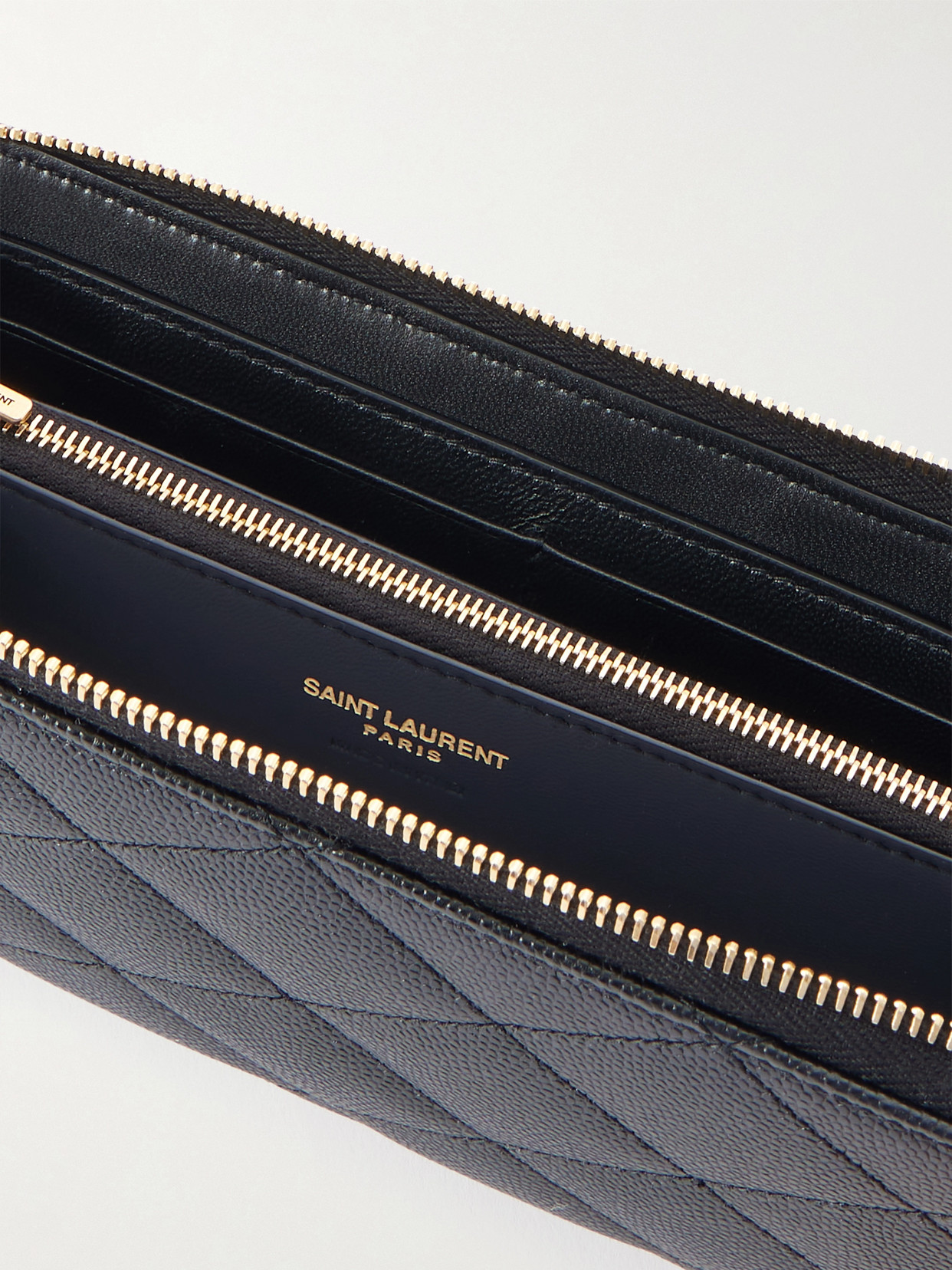 Saint Laurent Quilted Textured-leather Wallet In Black