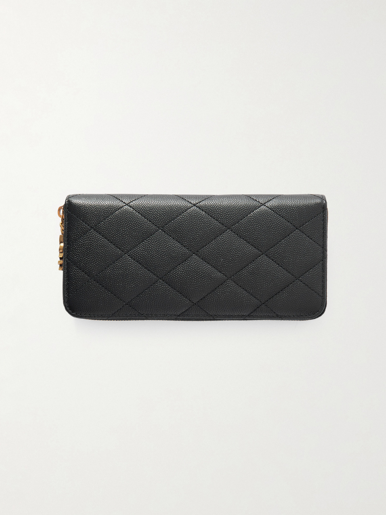 Saint Laurent Quilted Textured-leather Wallet In Black