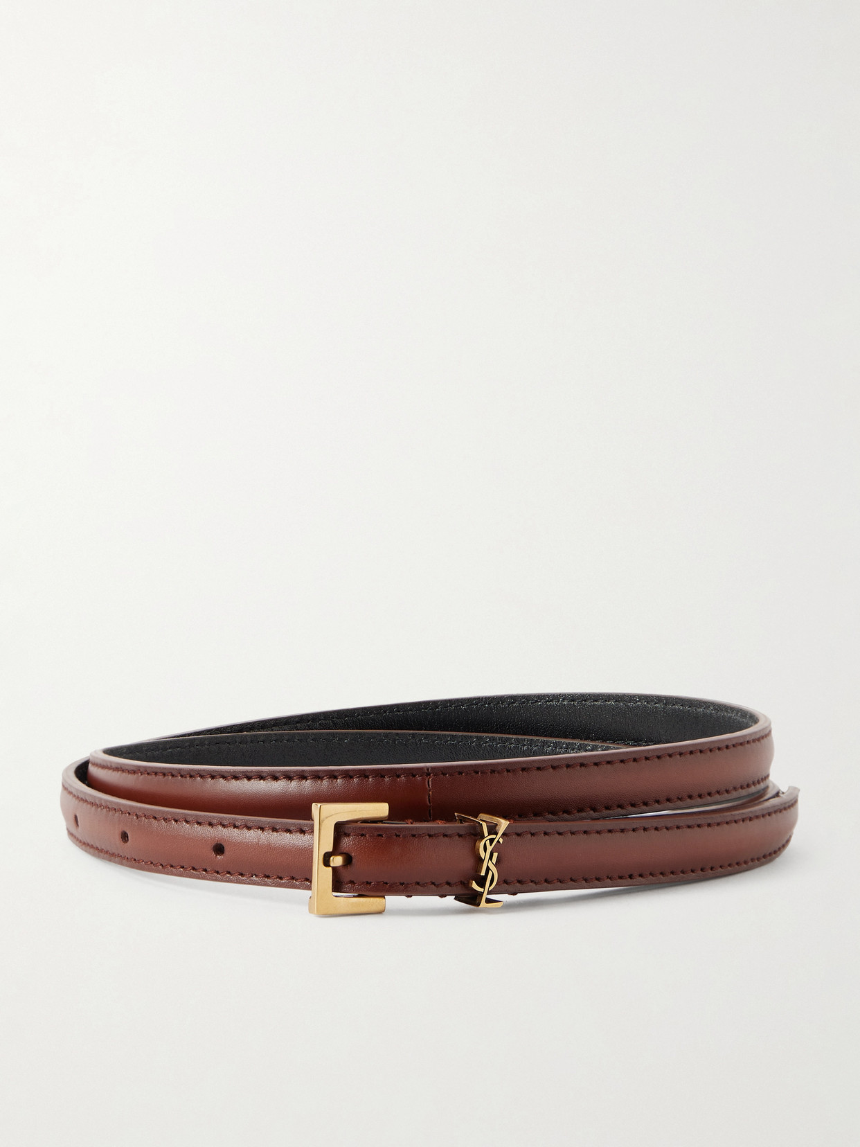 Saint Laurent Leather Belt In Gold