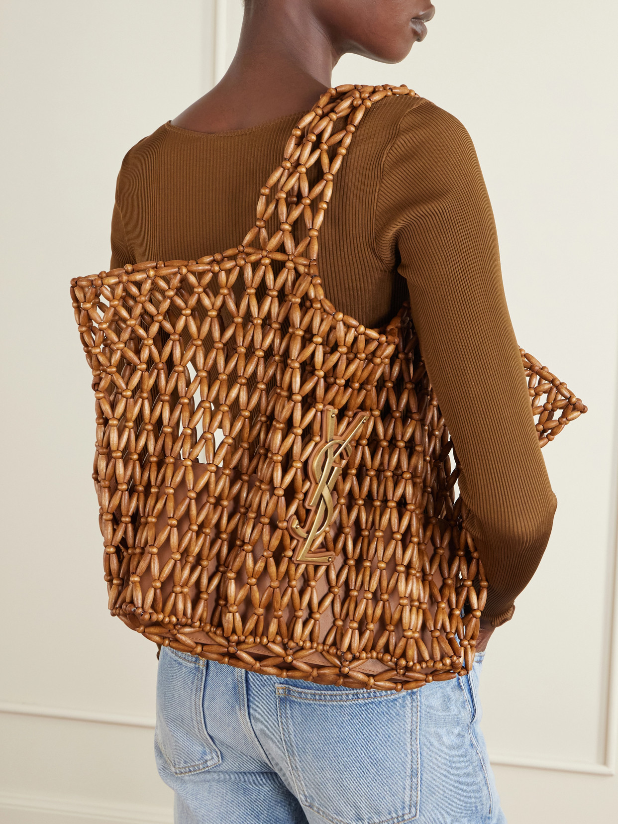 Icare Beaded Wood Tote