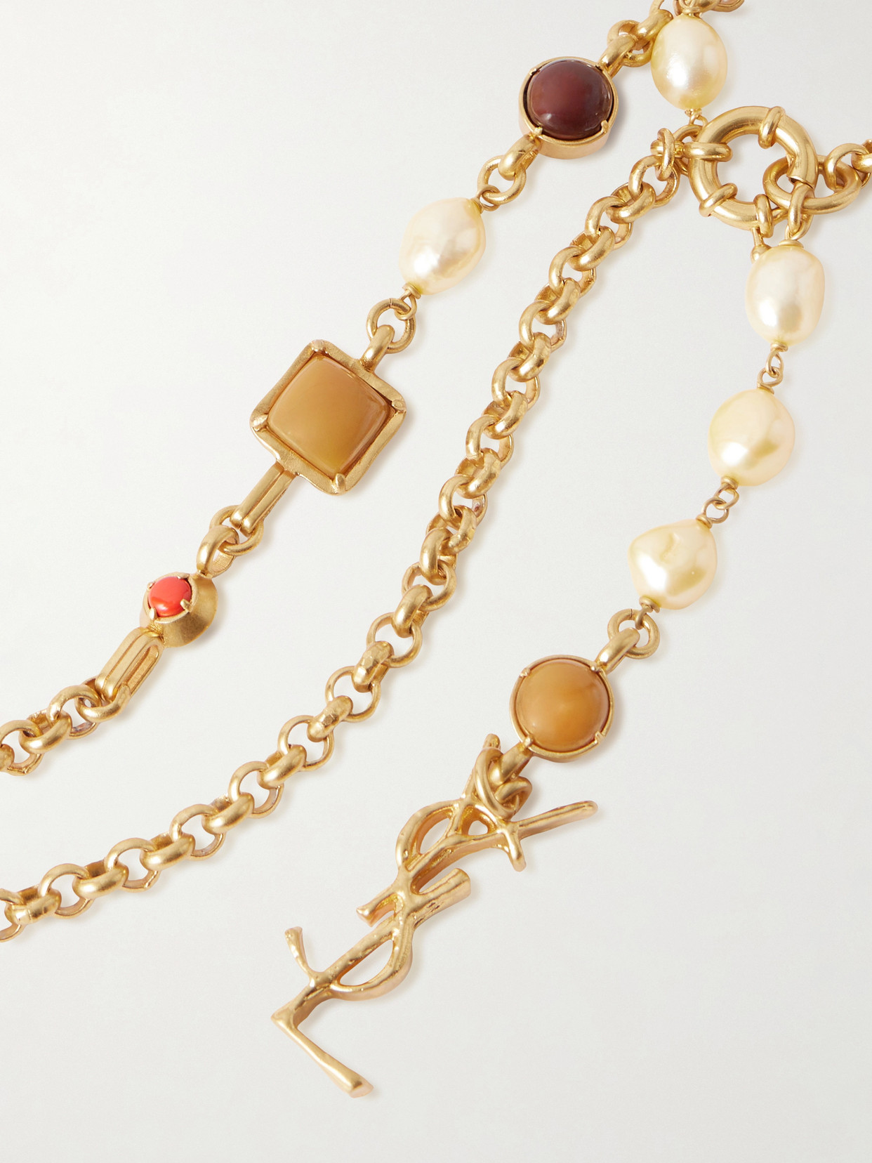 Saint Laurent Cassandre Gold-tone And Resin Chain Belt In Gold