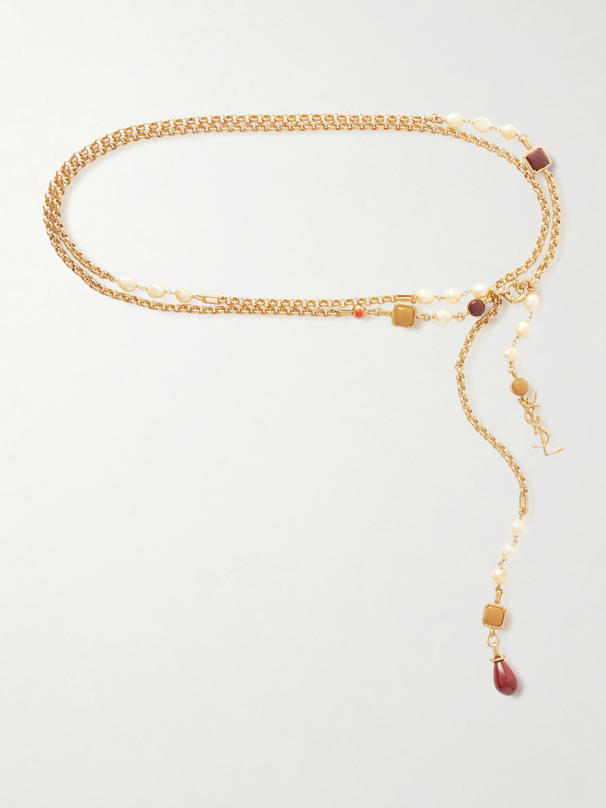 Saint Laurent Cassandre Gold-tone And Resin Chain Belt