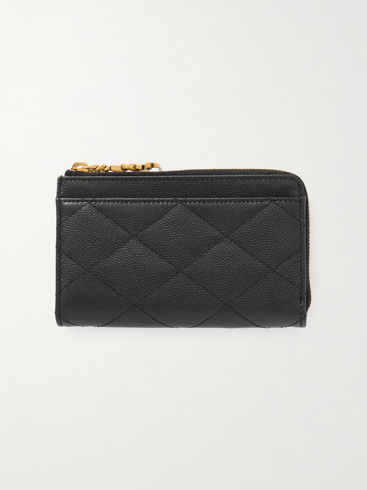 Saint Laurent Quilted Textured-leather Wallet In Black