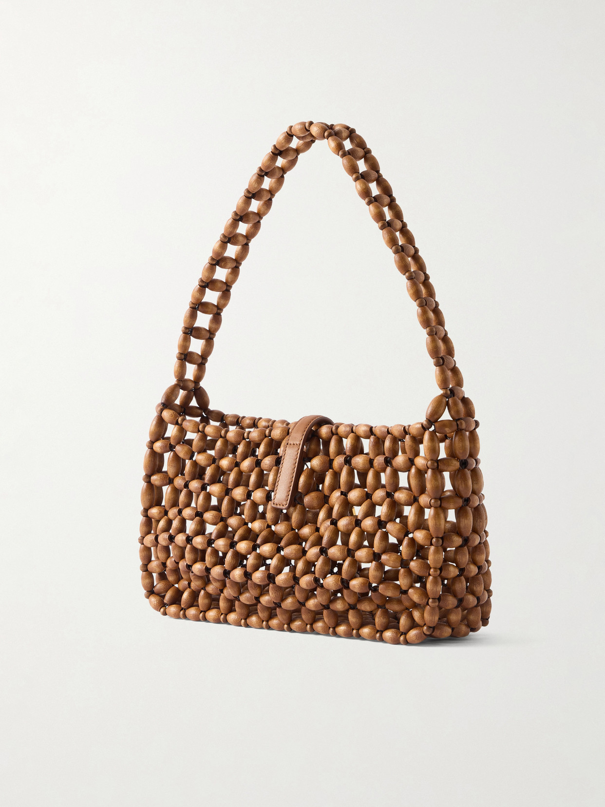 Le 5 À 7 Leather-Trimmed Woven Wood Shoulder Bag