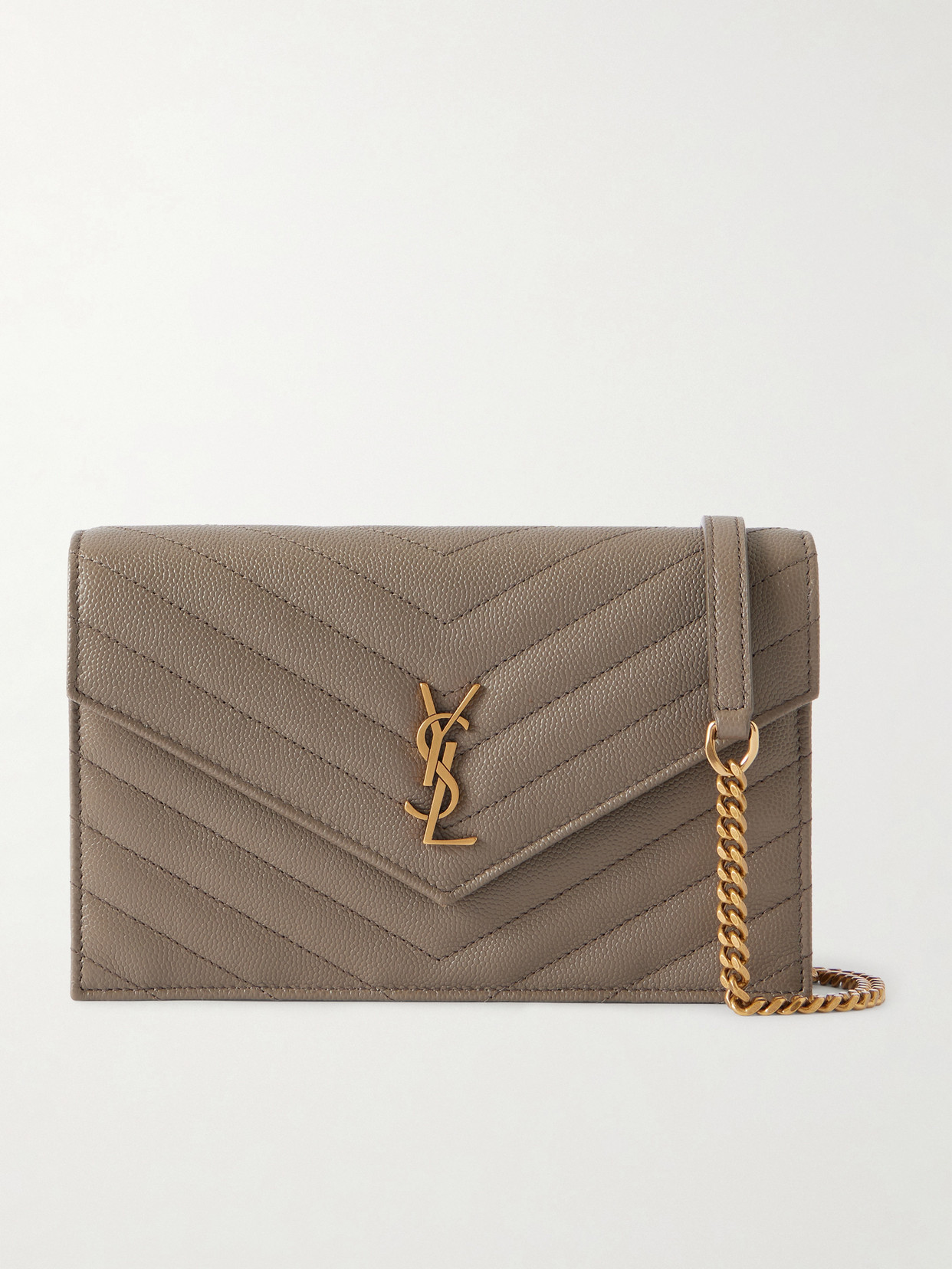 Saint Laurent Cassandre Quilted Full-grain Leather Shoulder Bag In Brown