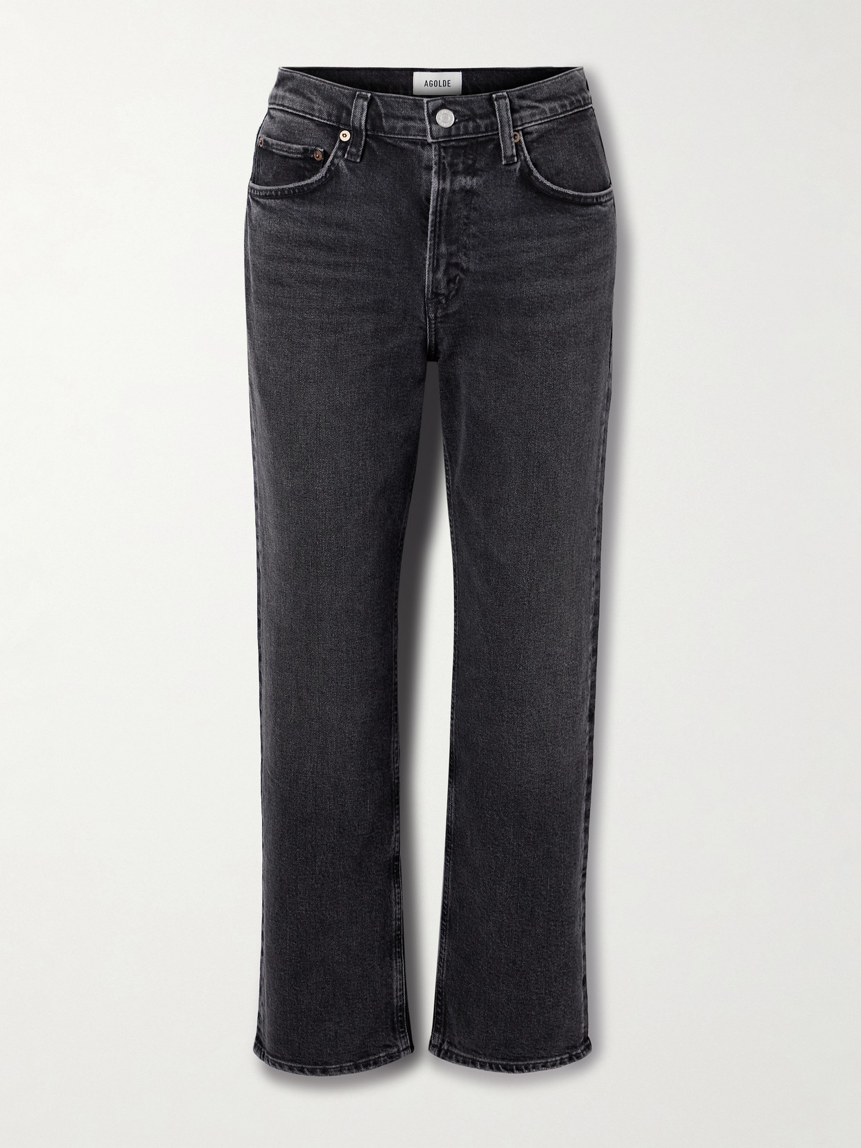 Agolde Mid-rise Straight-leg Organic Jeans In Black