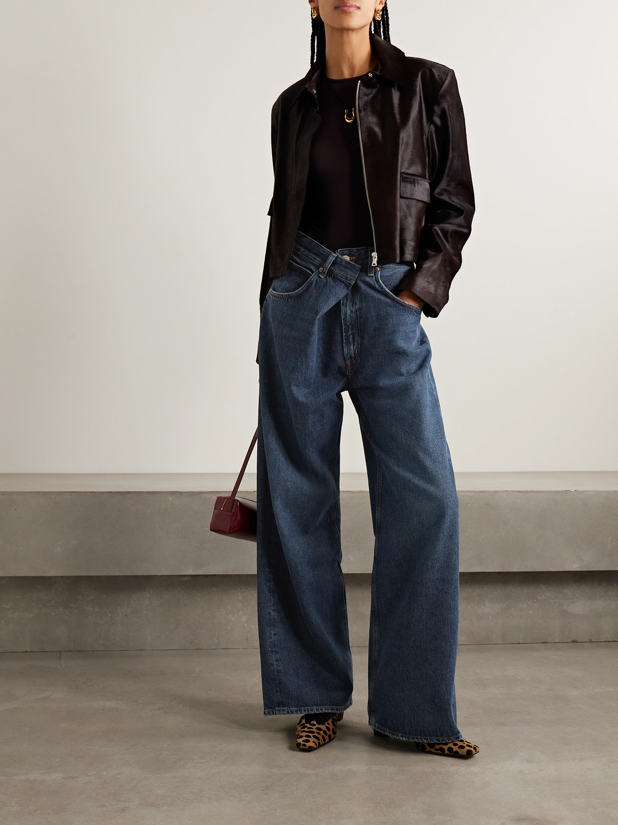 Agolde Vana Draped Low-rise Wide-leg Jeans In Blue