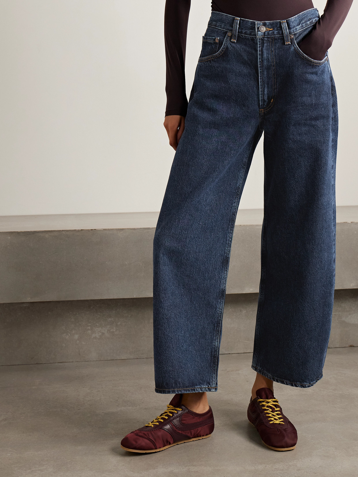 Agolde Low Curve Crop High-rise Wide-leg Jeans In Blue