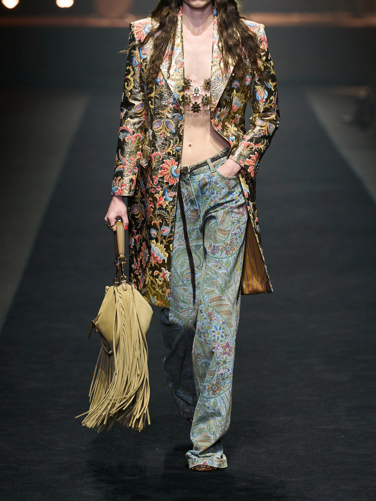Paisley-Print Flared Jeans