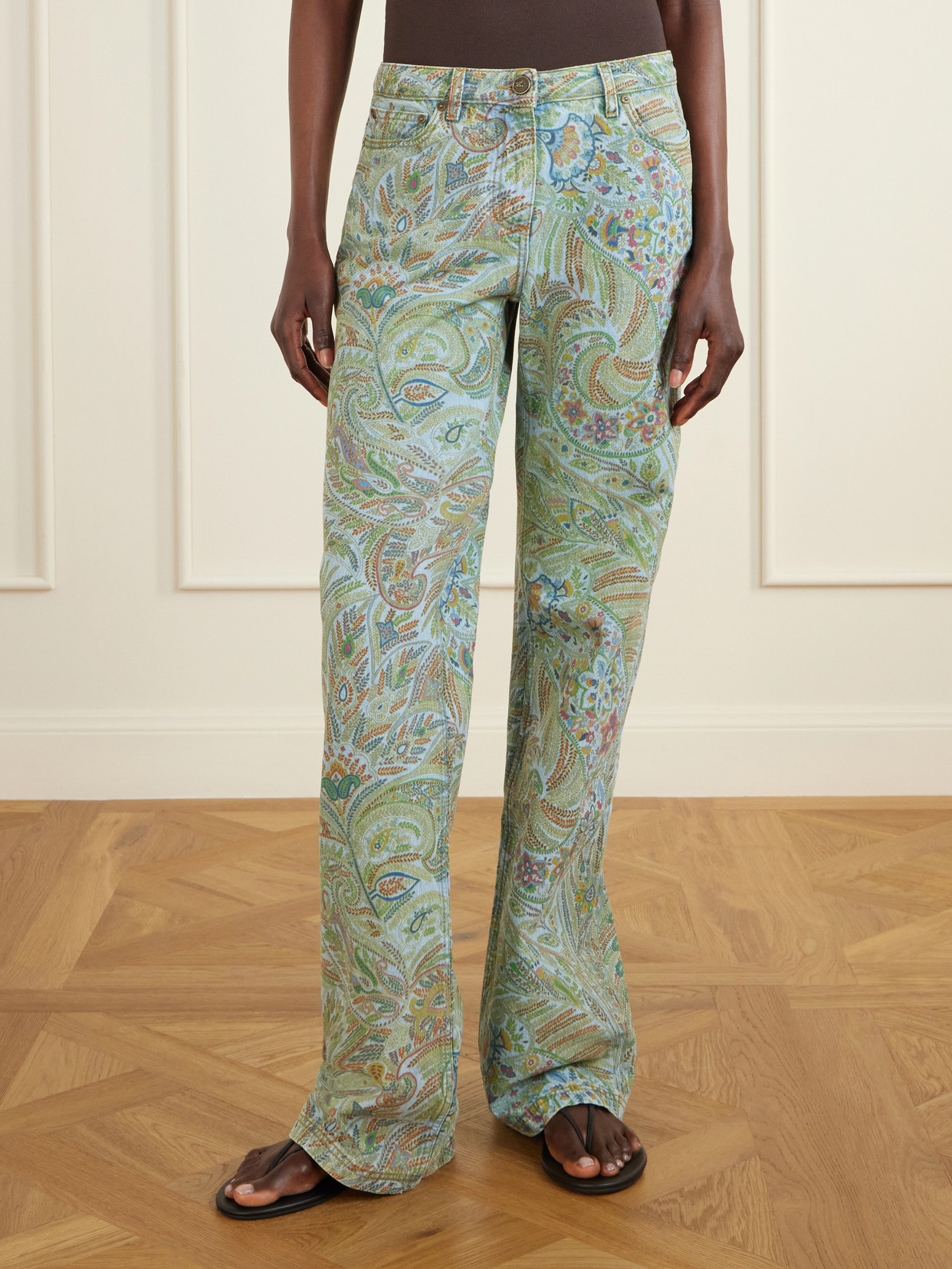 Paisley-Print Flared Jeans