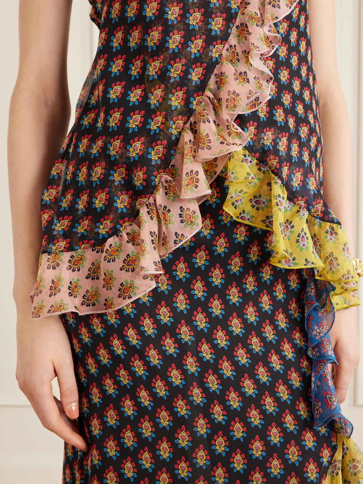 One-Shoulder Ruffled Silk-Organza Blouse
