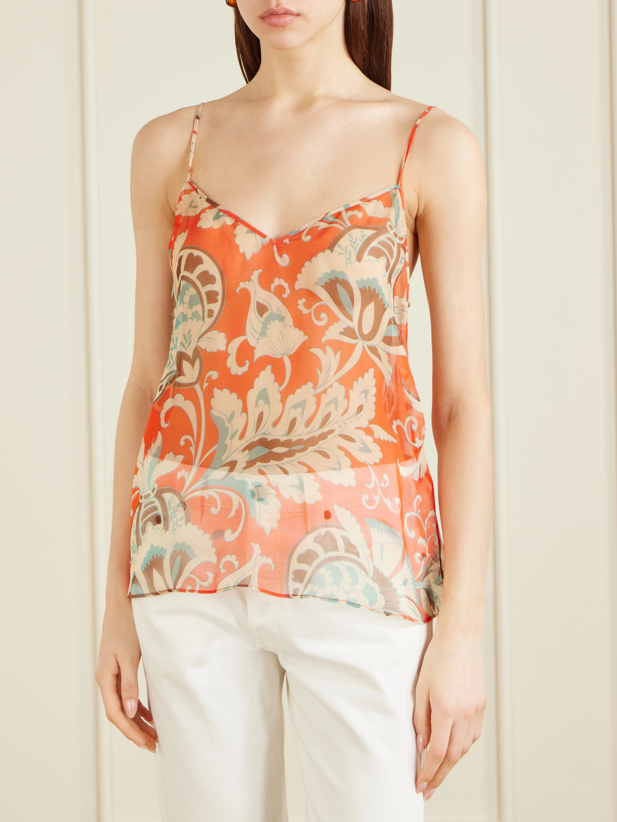 Etro Printed Silk Top In Multi