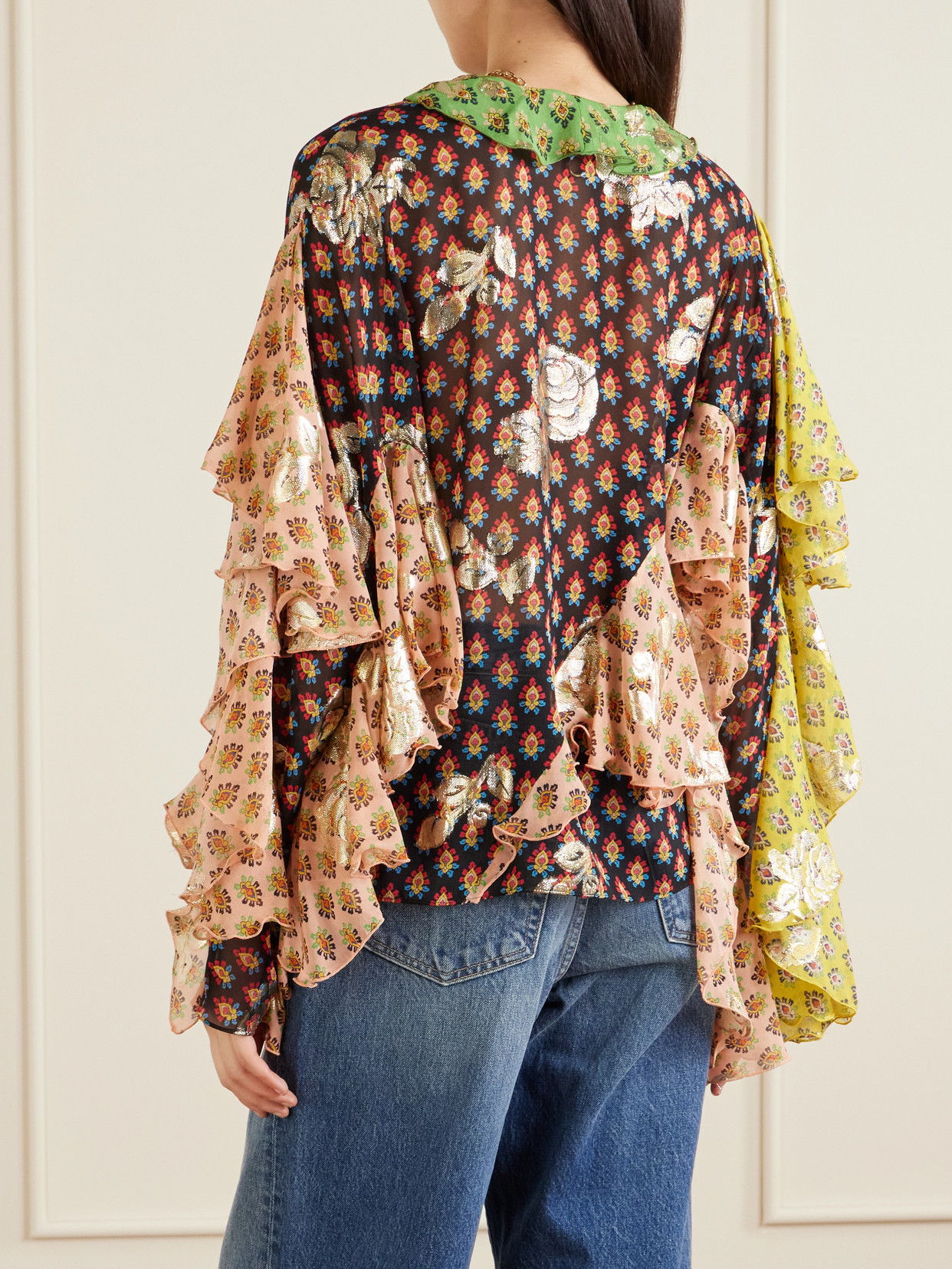 Etro Ruffled Silk-blend Blouse In Multi