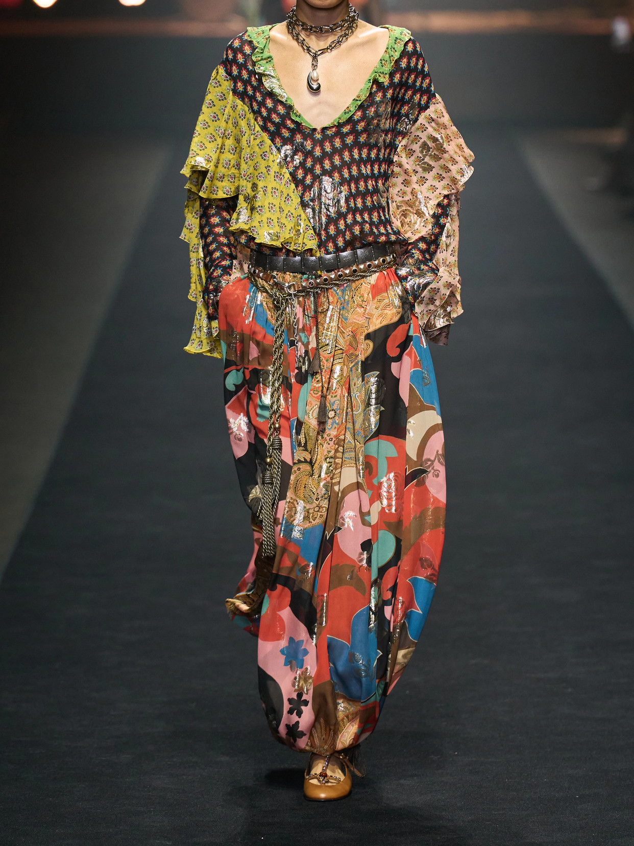 Etro Ruffled Silk-blend Blouse In Multi