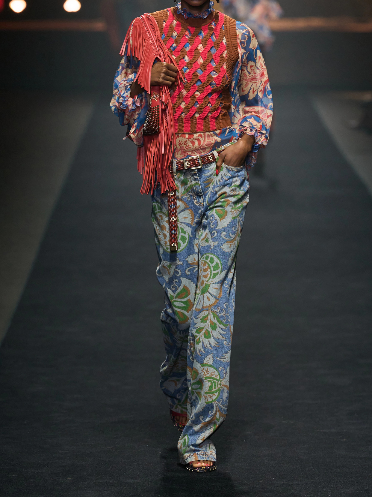 Floral-Print Silk-Chiffon Peplum Blouse