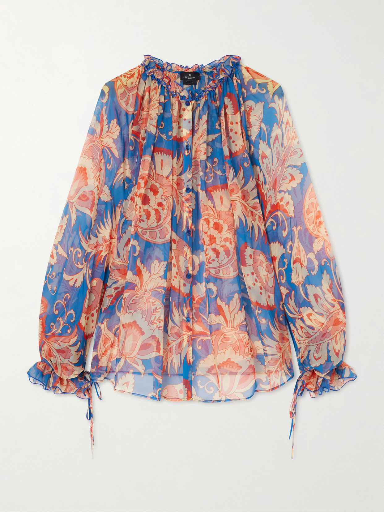 Etro Floral-print Silk-chiffon Peplum Blouse In Multi