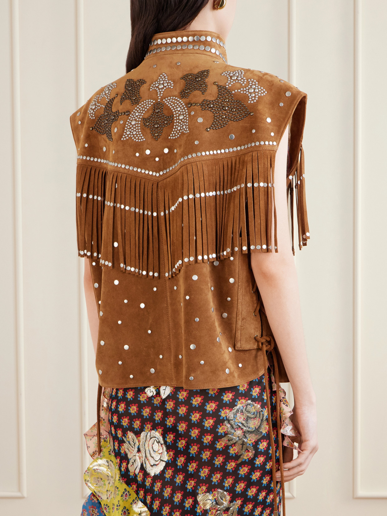 Fringed Studded Suede Vest