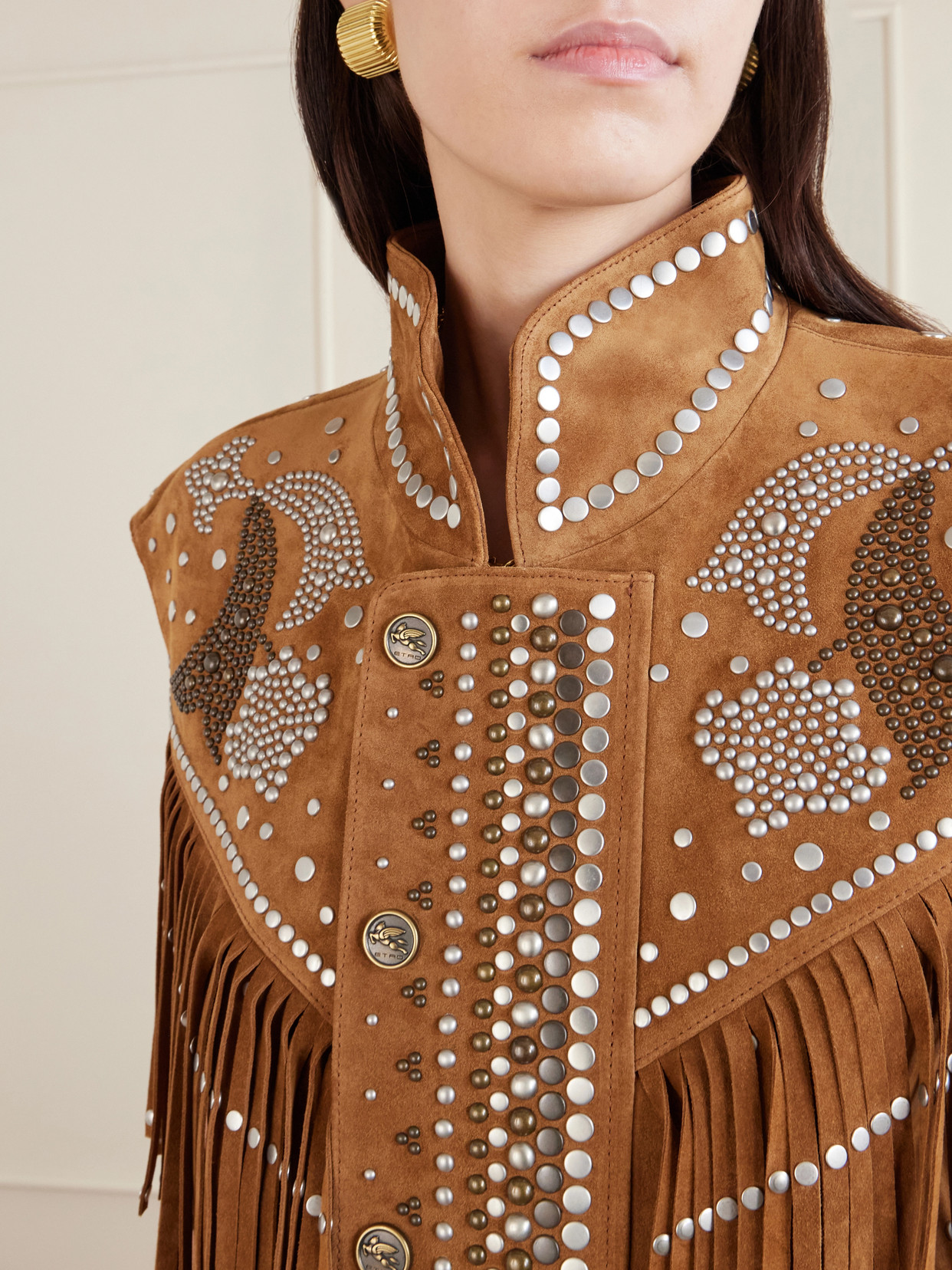 Fringed Studded Suede Vest