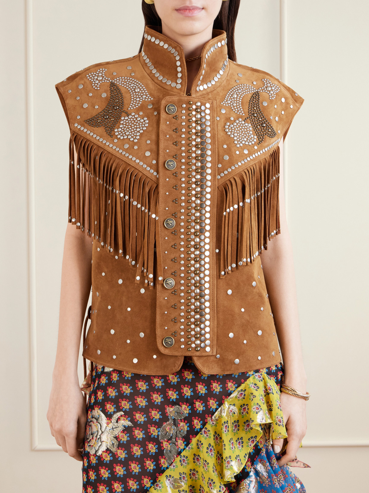 Fringed Studded Suede Vest