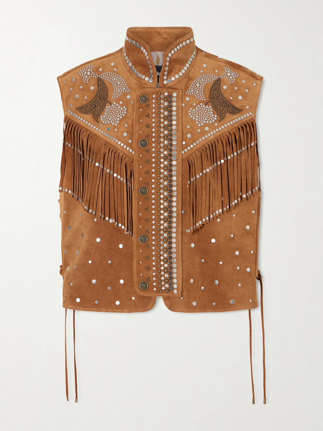 Fringed Studded Suede Vest