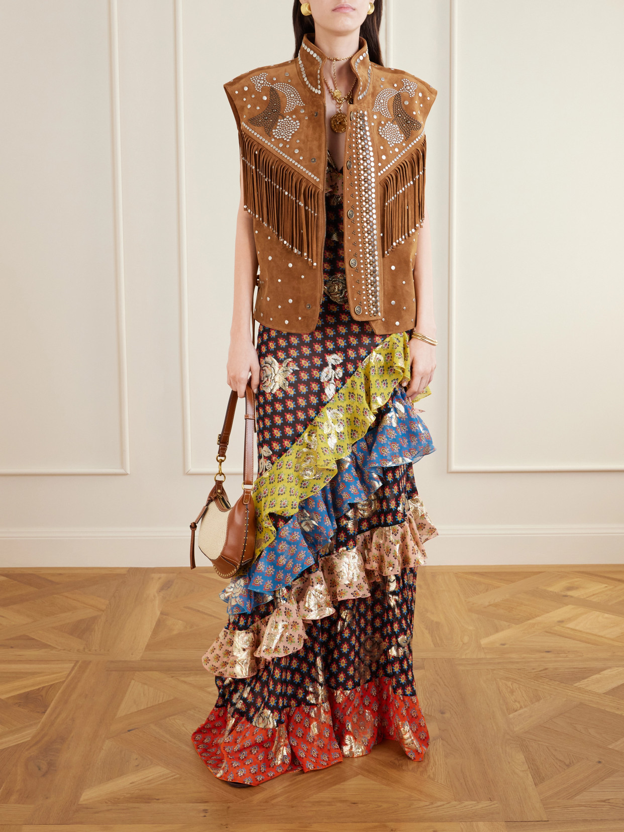 Fringed Studded Suede Vest