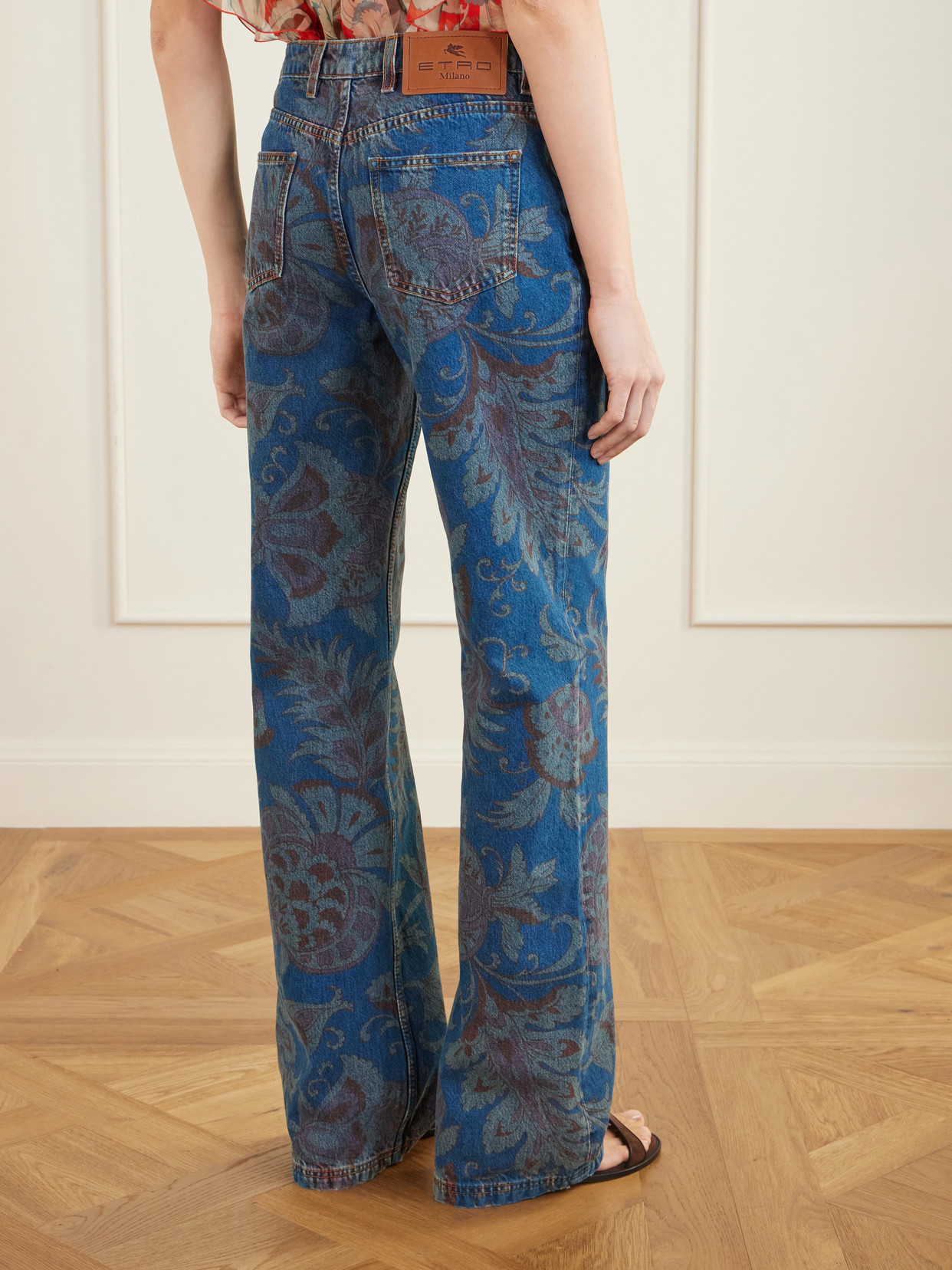 Paisley-Print Flared Jeans