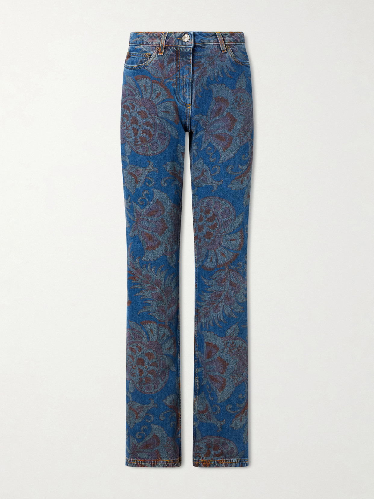 Etro Paisley-print Flared Jeans In Blue