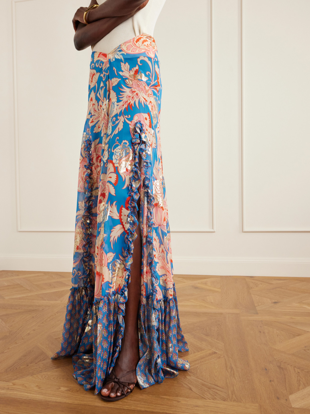 Ruffled Slit Maxi