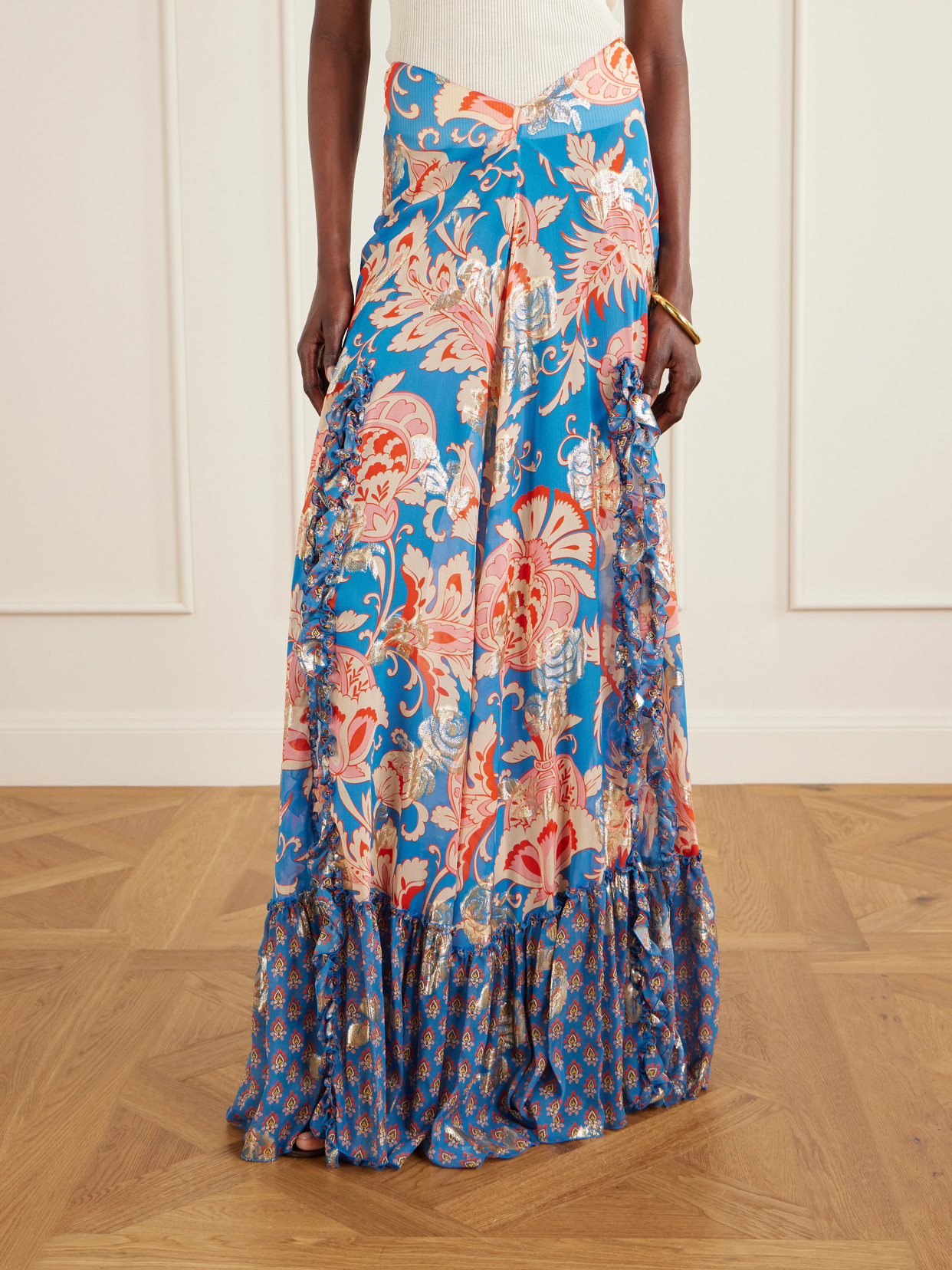 Ruffled Slit Maxi
