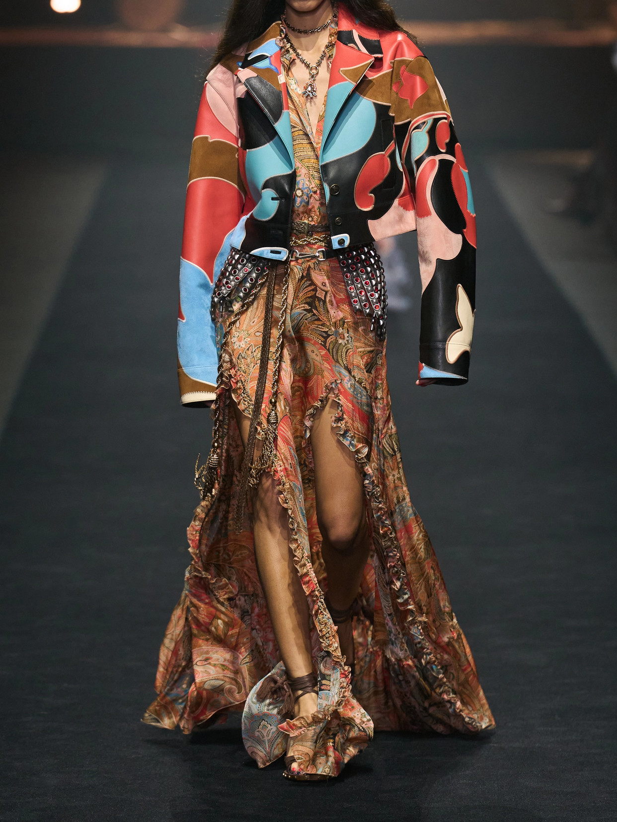 Etro Paisley Print Ruffle Silk Chiffon Maxi Skirt In Multi