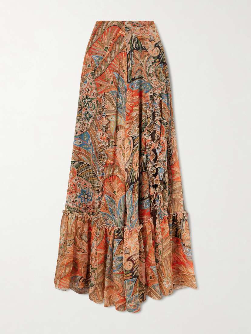 Etro Printed Silk Maxi Skirt