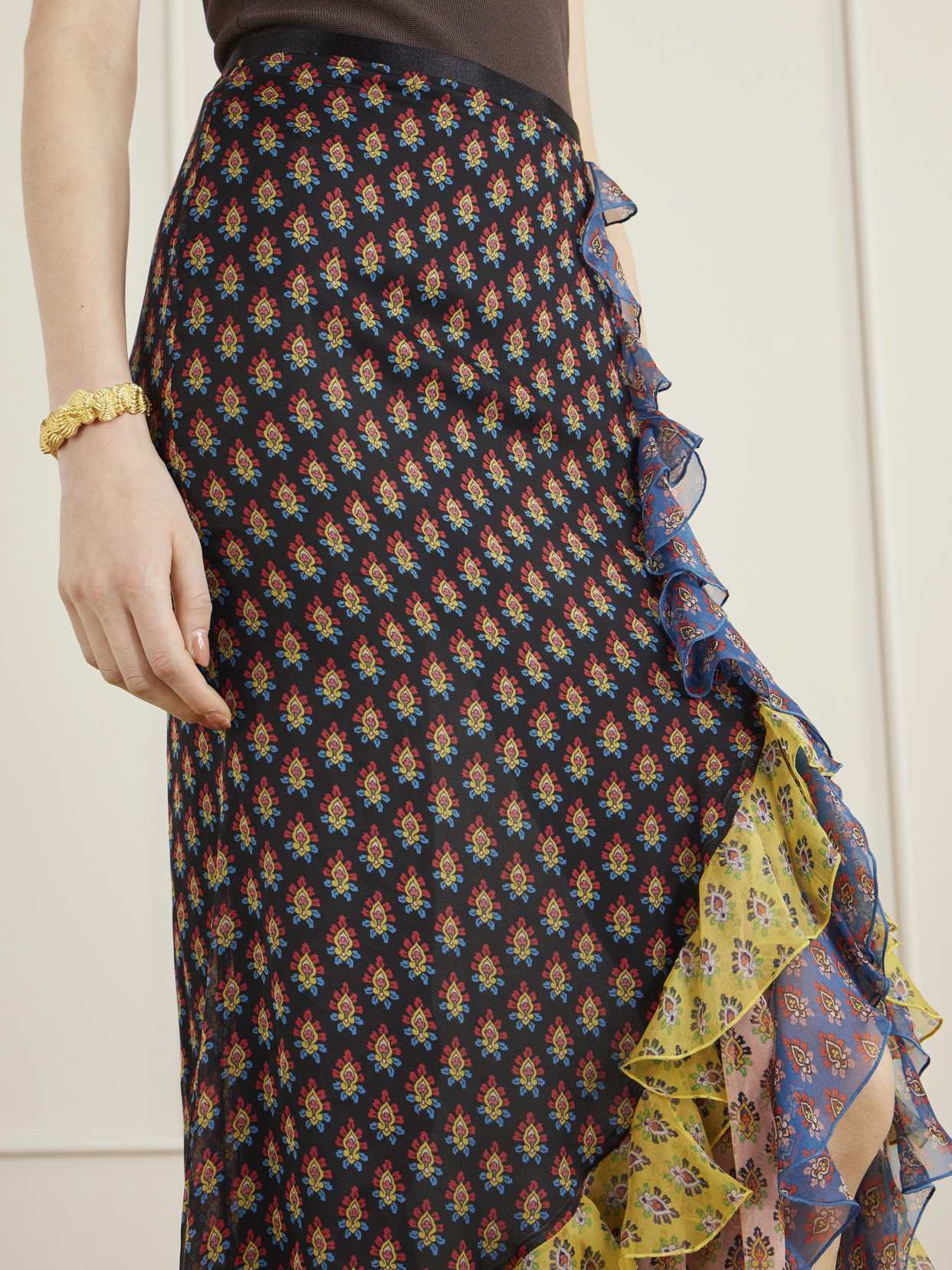 Ruffled Tiered Floral-Print Silk-Chiffon Maxi